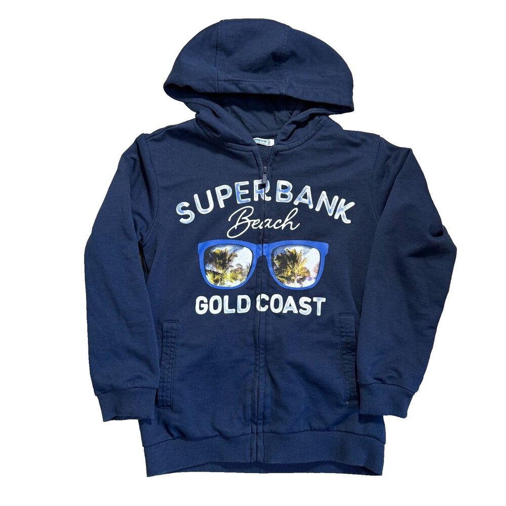 Mayoral navy zip up hoodie sunglasses graphic sweatshirt boy’s 8 soft casual